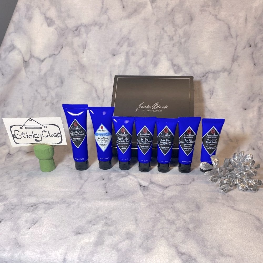 Jack Black Men’s Skincare Set -Face Wash,Scrub,Shave&Body Cleanser-7pc-Boxed-NEW